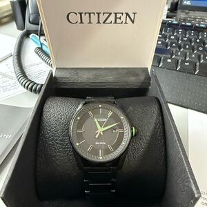 Citizen Men's Black and Green Eco-Drive Watch